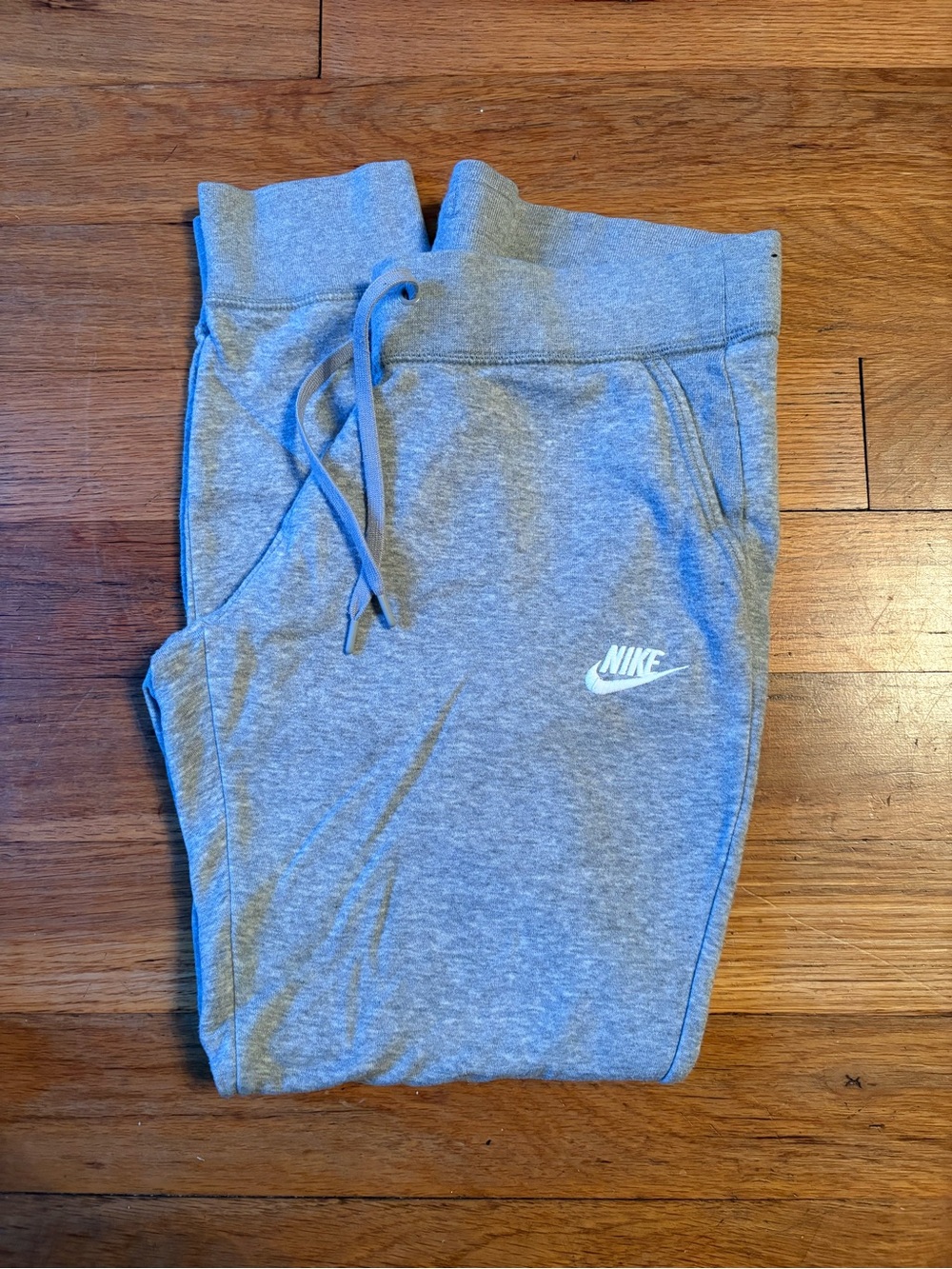 Nike Women’s Heather Gray Jogger Pants with White Swoosh
